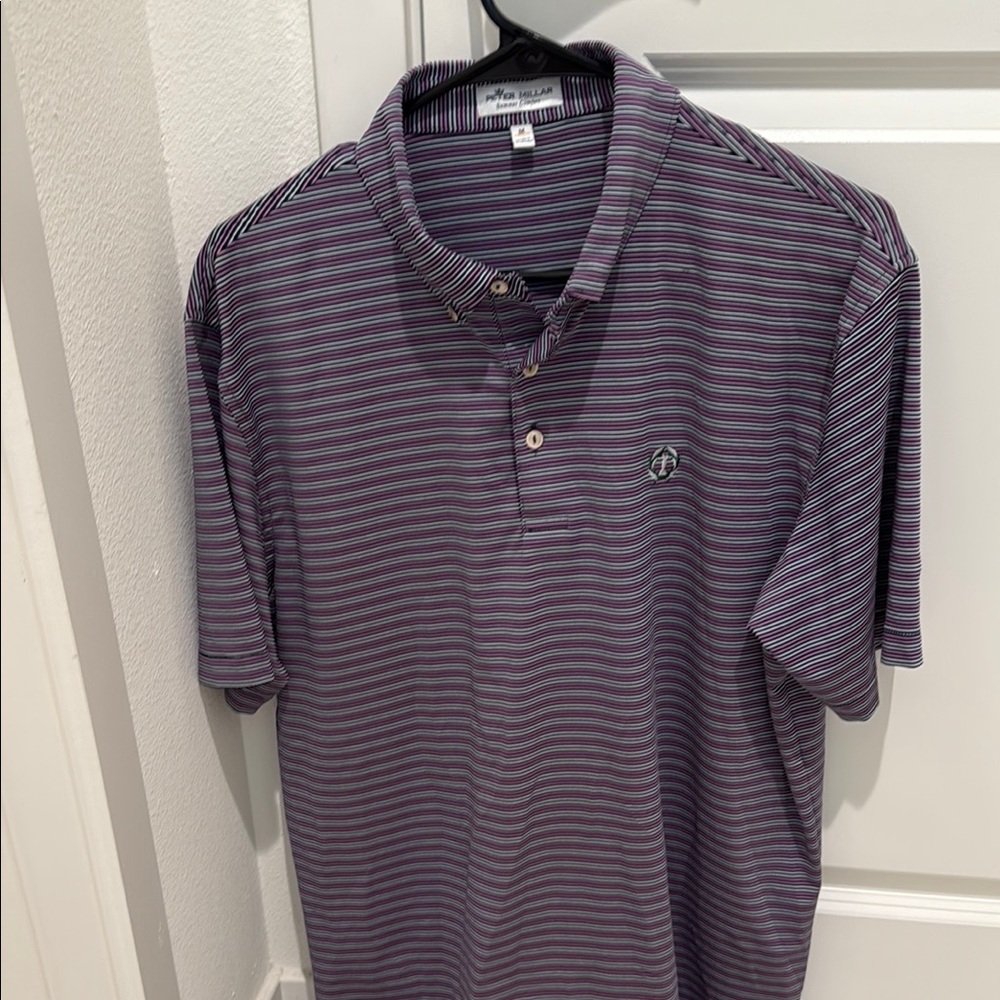 Peter Millar Purple Polo Shirt with Classic Stripes